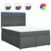 vidaXL Pat box spring cu saltea, gri &icirc;nchis, 140x190 cm, textil