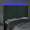 vidaXL Tăblie de pat cu LED, verde &icirc;nchis, 147x16x118/128 cm, catifea