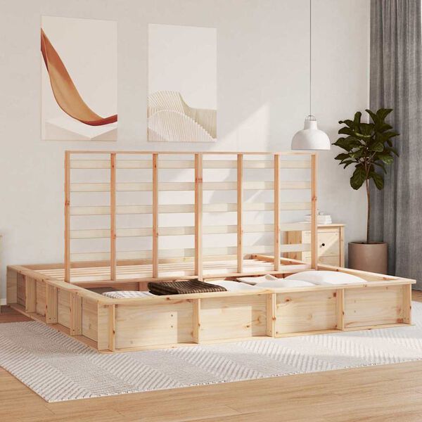 vidaXL Cadru de pat Maro 180 x 200 cm Lemn de pin masiv