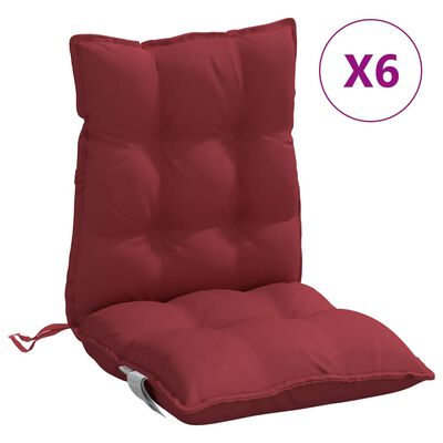 vidaXL Perne scaun cu spătar mic, 6 buc, roșu vin, țesătură Oxford