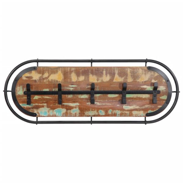 vidaXL Cuier haine montat pe perete cu 5 c&acirc;rlige, lemn masiv reciclat