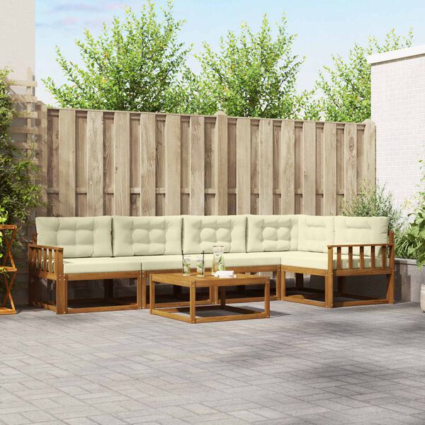 vidaXL Set de canapele de exterior cu pernă 6 pcs Natural și Crem