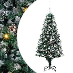 vidaXL Brad de Crăciun artificial Verde 150 cm PVC și Oțel și Plastic
