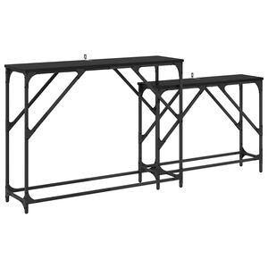vidaXL Masă de consolă 2 pcs Stejar Negru 100 x 28 x 75 cm