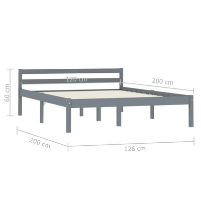 vidaXL Cadru de pat, gri, 120 x 200 cm, lemn masiv de pin
