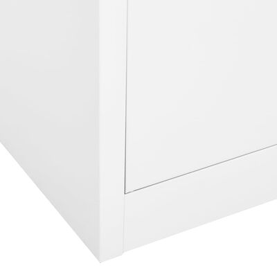 vidaXL Dulap de birou, alb, 90x40x180 cm, oțel/sticlă securizată