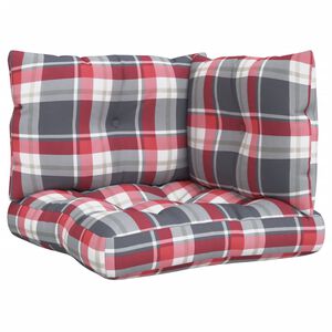vidaXL Perne pentru paleți, 3 buc., roșu carouri, material textil