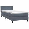 vidaXL Pat box spring cu saltea, gri &icirc;nchis, 80x210 cm, catifea