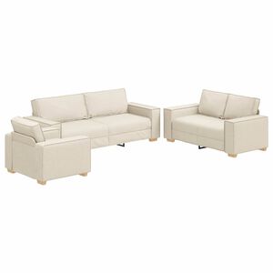 vidaXL Set de canapea 3 buc. Bej Material textil din in