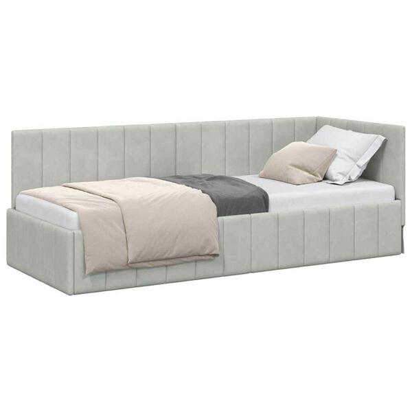 vidaXL Cadru de pat colțar Gri deschis 80 cm x 200 cm Catifea