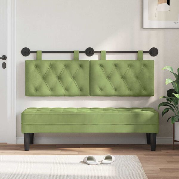 vidaXL Cap de pat suspendat Verde deschis 150 x 55 x 7 cm Catifea