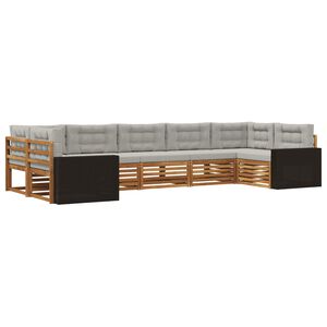 vidaXL Set de canapele de exterior 7 pcs Natural și gri deschis