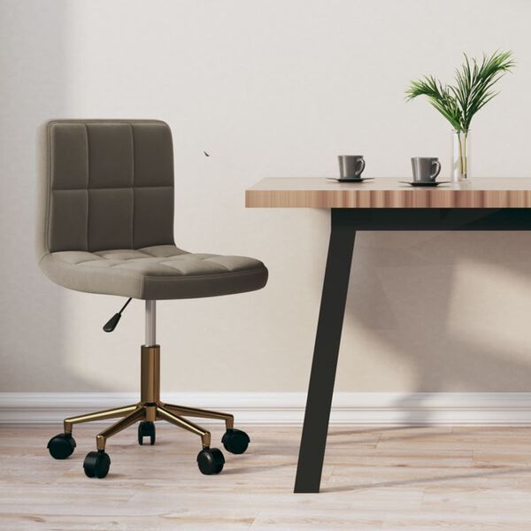 vidaXL Scaun de bucătărie pivotant, gri deschis, catifea