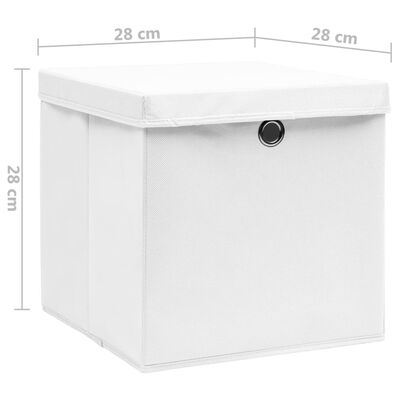 vidaXL Cutii depozitare cu capace, 4 buc., alb, 28x28x28 cm