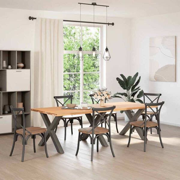 vidaXL Picioare de masă &icirc;n formă de X, antracit, 90x(72-73) cm, oțel, 3 buc.