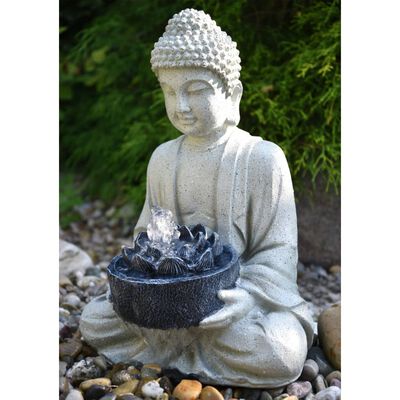 HEISSNER Figurină de iaz Buddha, gri, 37x31x50 cm