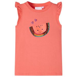 Tricou pentru copii cu m&acirc;neci cu volane, coral, 116