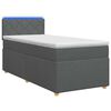 vidaXL Pat box spring cu saltea și LED Gri &icirc;nchis 90 x 190 cm Țesătură