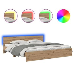 vidaXL Cadru de pat Stejar Artizanal 200 x 200 cm Lemn compozit