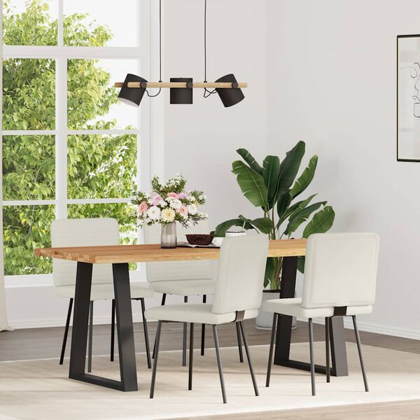 vidaXL Scaune de bucătărie, 4 buc., crem, catifea