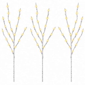 vidaXL Decorațiune de Crăciun crenguță din cupru cu LED 3 buc. Alb
