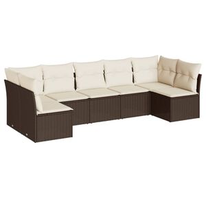 vidaXL Set canapele de grădină cu perne, 7 piese, maro, poliratan