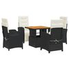 vidaXL Set mobilier de grădină cu perne, 5 piese, negru, poliratan