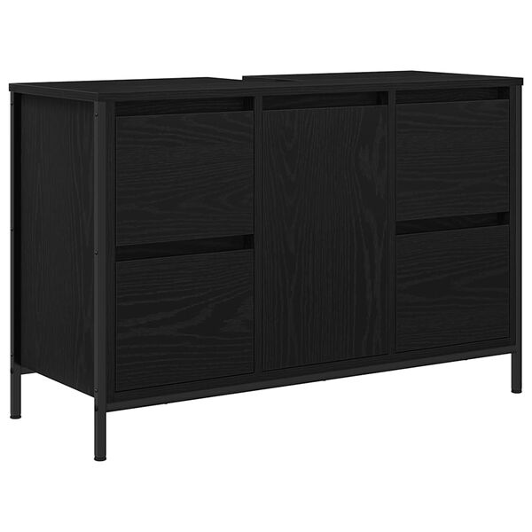 vidaXL Dulap pentru chiuvetă cu sertare Stejar negru 90x34,5x60 cm