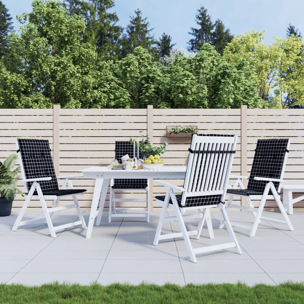 vidaXL Perne de scaun spătar &icirc;nalt 4 buc. negru model carouri textil