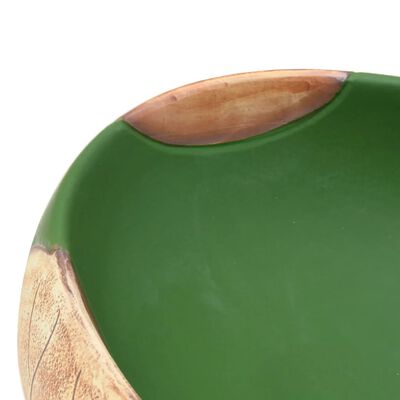 vidaXL Lavoar de blat, verde și maro, 59x40x15 cm, ceramică, oval