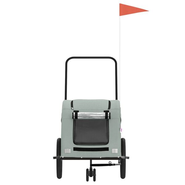 vidaXL Remorcă de bicicletă animale companie, gri, textil oxford/fier