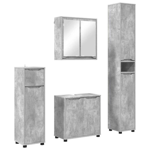 vidaXL Set de mobilier pentru baie 4 pcs Gri din beton Lemn compozit