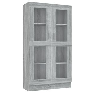 vidaXL Dulap vitrină, gri sonoma, 82,5x30,5x150 cm, lemn prelucrat