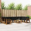vidaXL Set de canapele de exterior cu pernă 11 pcs Natural și Negru
