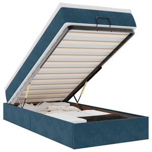 vidaXL Cadru de pat otoman cu saltea, catifea albastru &icirc;nchis 90x190cm