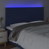 vidaXL Tăblie de pat cu LED, albastru, 160x5x118/128 cm, textil