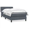 vidaXL Pat box spring cu saltea, gri &icirc;nchis, 100x210 cm, catifea