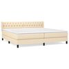 vidaXL Pat box spring cu saltea, crem, 200x200 cm, textil