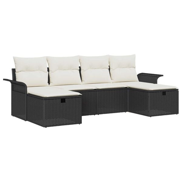 vidaXL Set de canapele pentru grădină cu pernă 6 pcs Rattan poli