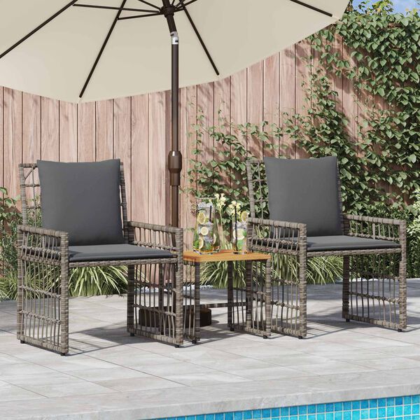 vidaXL Set de Mobilier pentru Exterior 3 pcs Negru și Gri &icirc;nchis
