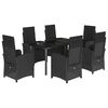 vidaXL Set mobilier de grădină cu perne, 7 piese, negru, poliratan