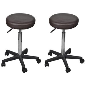 vidaXL Taburete de birou, 2 buc., maro, 35,5x84 cm, piele ecologică