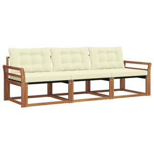 vidaXL Set de canapele de exterior cu pernă 3 pcs Natural și Crem