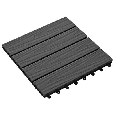 vidaXL Plăci podea în relief, WPC, 11 buc., 30 x 30 cm, 1 mp, negru