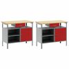 vidaXL Set banc de lucru cu sertar 2 pcs Roșu 200 x 55 x 85 cm Oțel