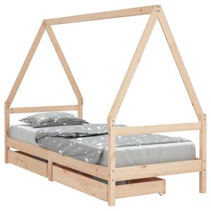 vidaXL Cadru pat copii cu sertare, 80x200 cm, lemn masiv de pin