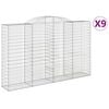 vidaXL Coșuri gabion arcuite 9 buc, 300x50x180/200 cm, fier galvanizat