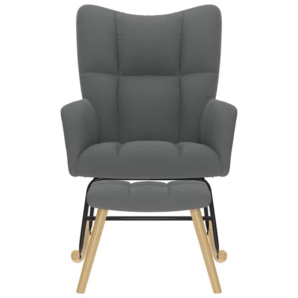 vidaXL Scaun balansoar cu taburet, gri închis, textil