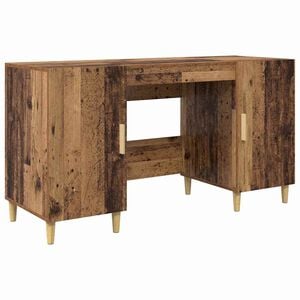 vidaXL Birou cu raft cu ușă Lemn Vechi 140 x 50 x 75 cm Lemn compozit