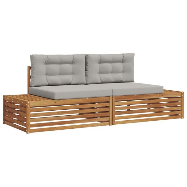 vidaXL Set de canapele de exterior 2 Bucată Gri natural și deschis